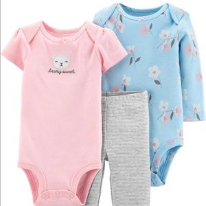 Carters 3 piece baby girl bear set